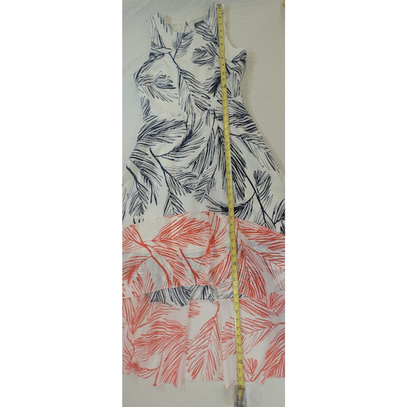 Vince Camuto White Palm Print High-Low Midi Dress Size 8 • Resort Beach Wedding - Picture 7 of 13